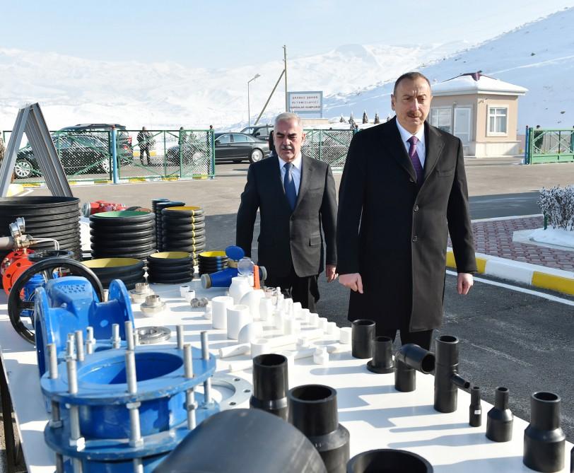 Ilham Aliyev launches drinking water supply system in Shahbuz (PHOTO)