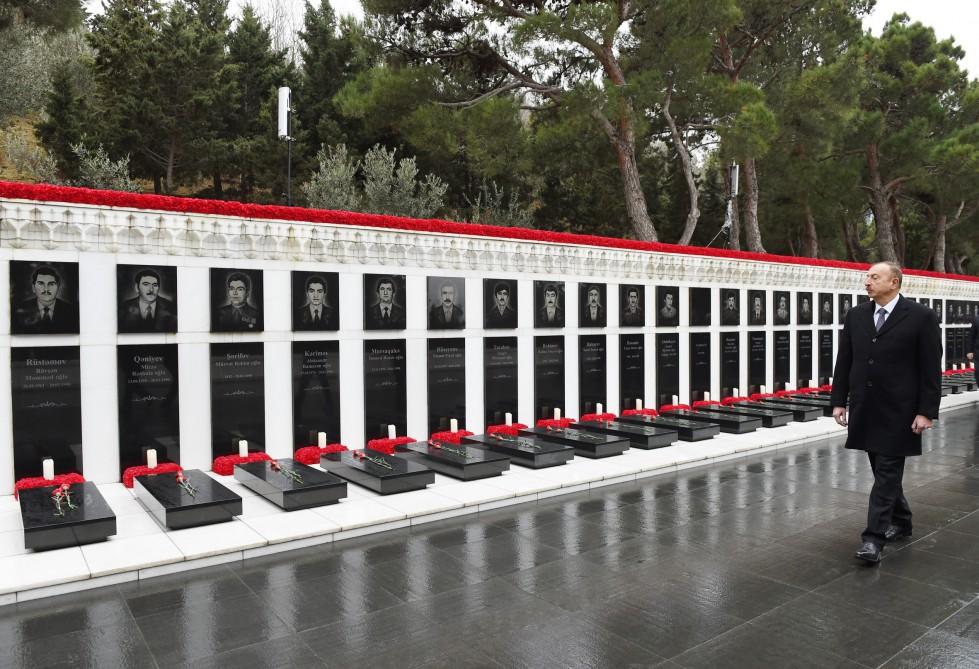 Azerbaijani president pays tribute to martyrs (PHOTO)