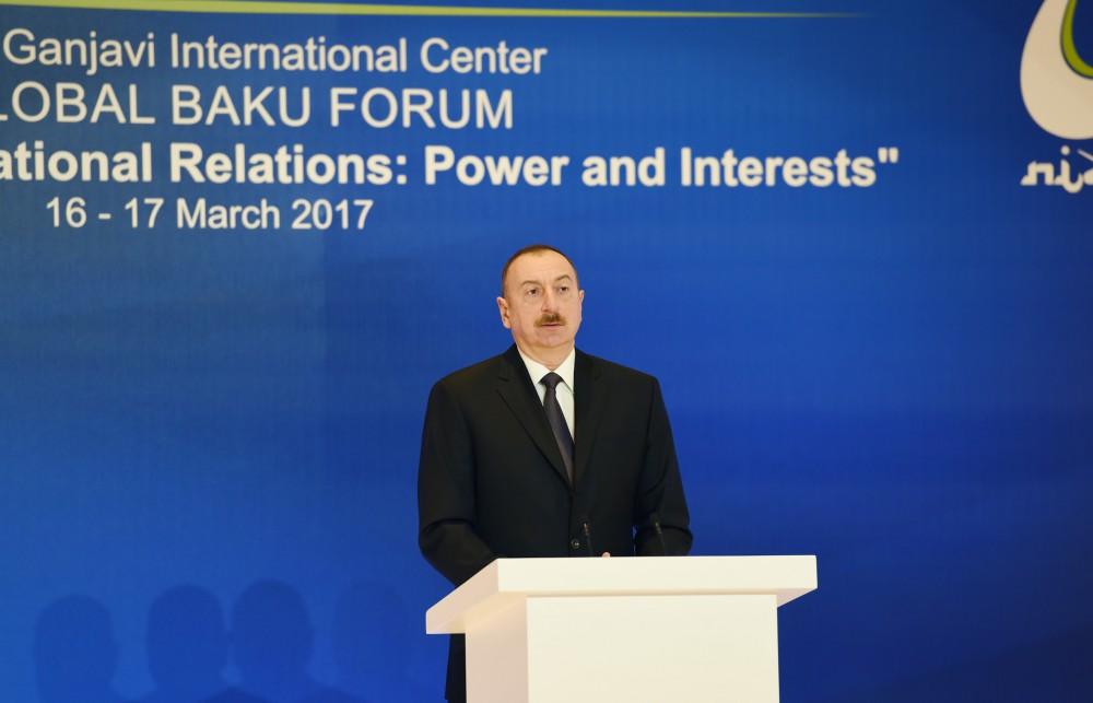 Azerbaijani president, first lady taking part in V Global Baku Forum (PHOTO)