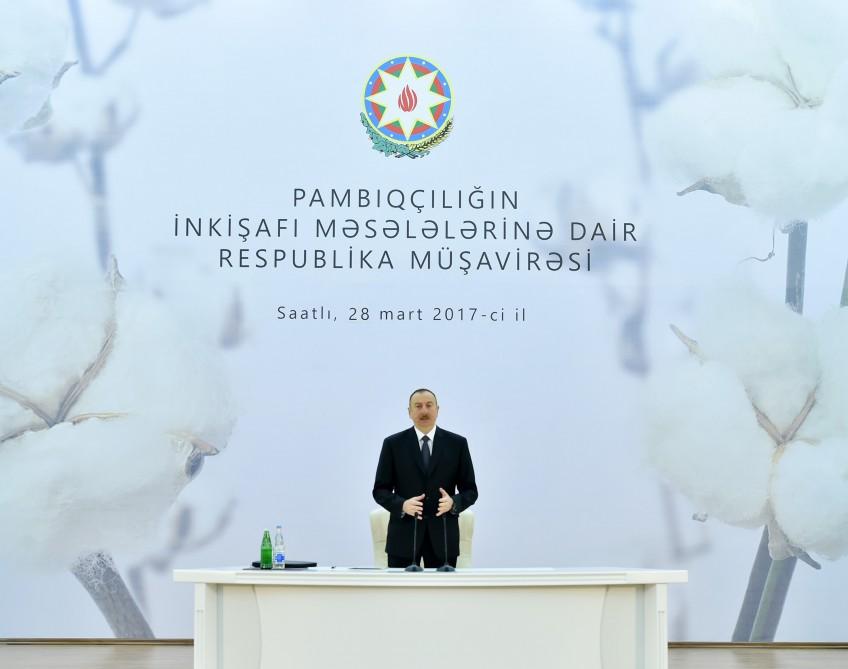 President Aliyev attends conference on development of cotton-growing (PHOTO)