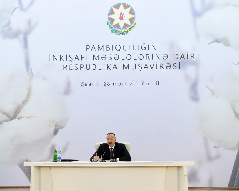 President Aliyev attends conference on development of cotton-growing (PHOTO)