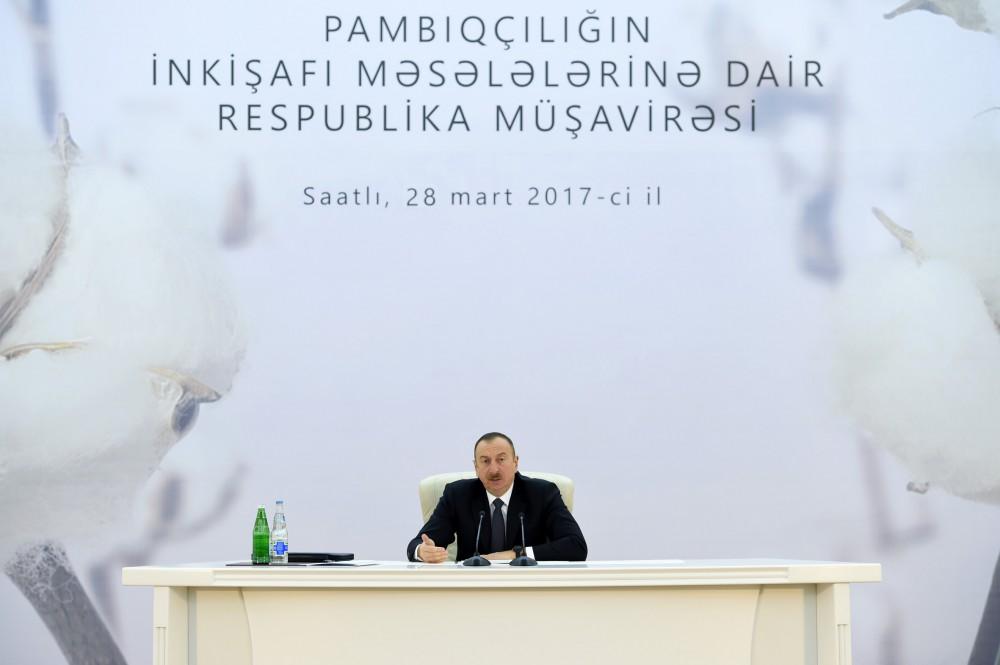 President Aliyev attends conference on development of cotton-growing (PHOTO)