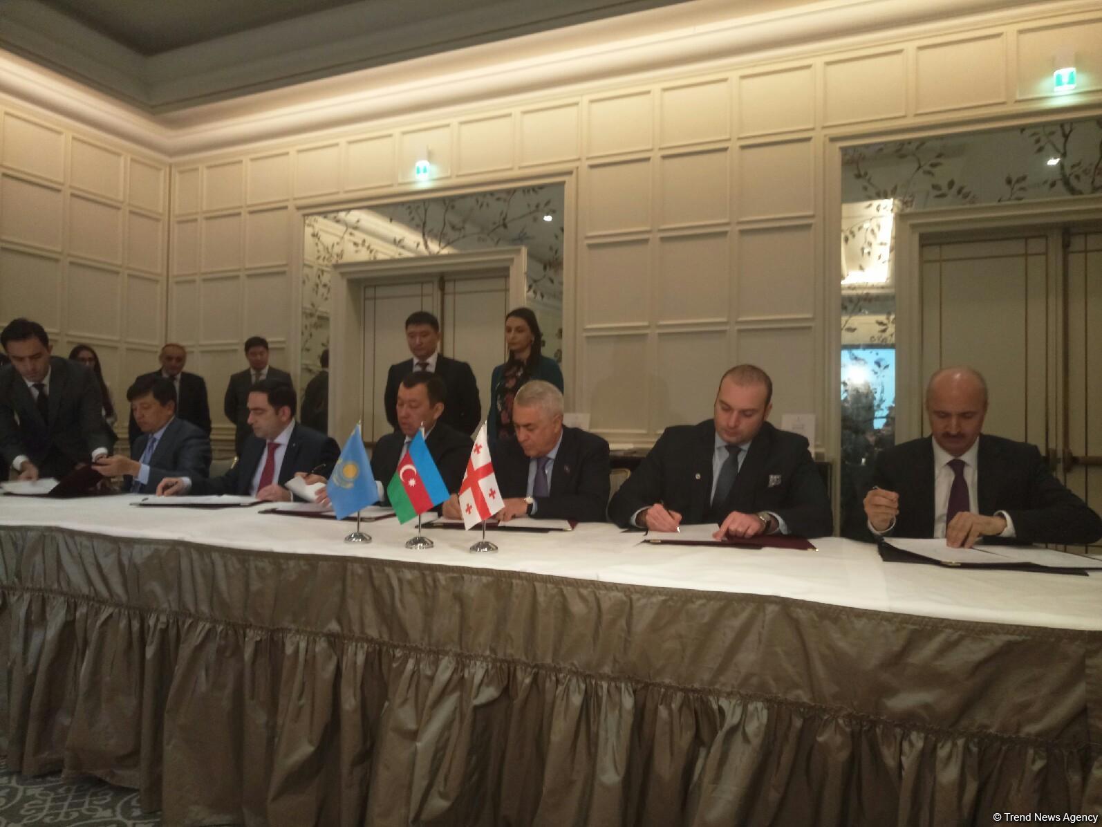 Azerbaijan, Kazakhstan, Georgia ink protocol on Trans-Caspian transport route (PHOTO)