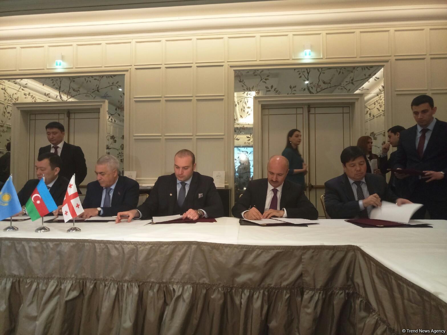 Azerbaijan, Kazakhstan, Georgia ink protocol on Trans-Caspian transport route (PHOTO)