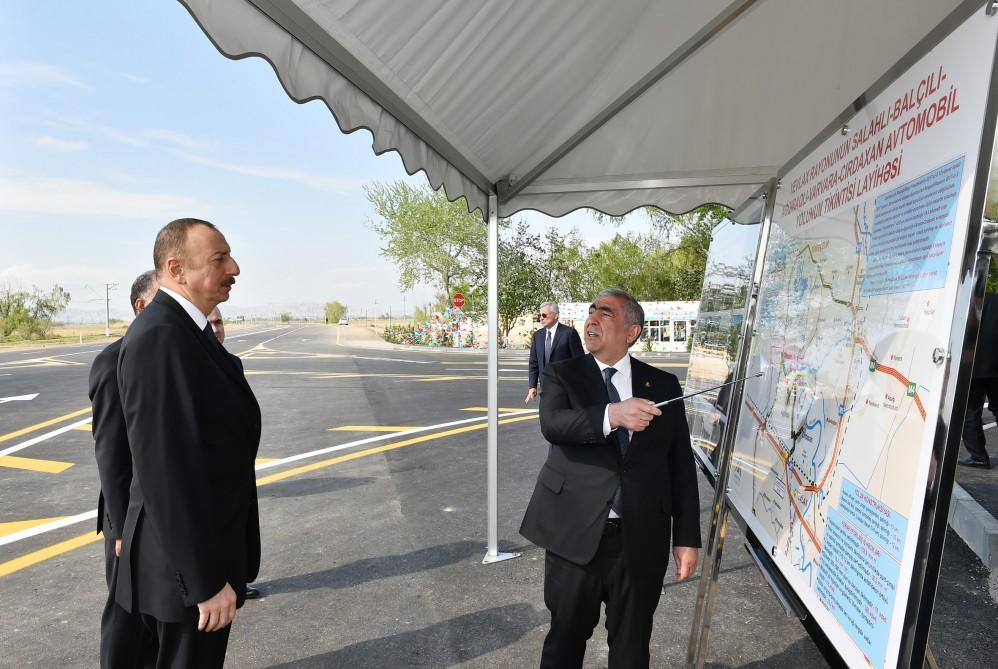 President Aliyev opened Salahli-Balchili-Aghgiragli-Varvara-Jirdakhan highway in Yevlakh (PHOTO)