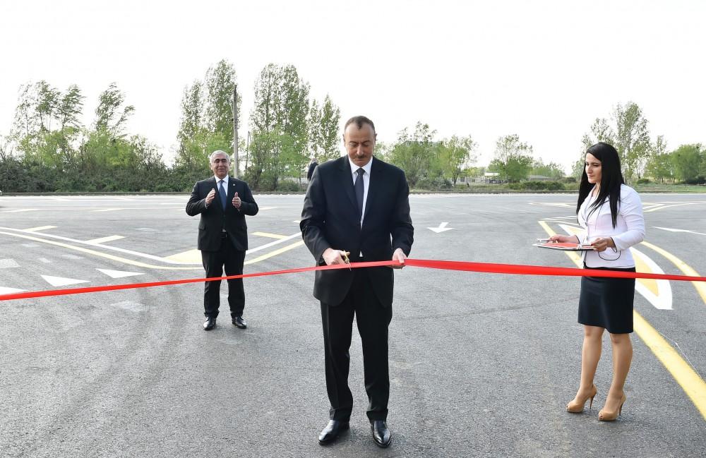 President Aliyev opened Salahli-Balchili-Aghgiragli-Varvara-Jirdakhan highway in Yevlakh (PHOTO)