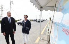 President Aliyev, his spouse attend opening of reconstructed street in Pirallahi (PHOTO)