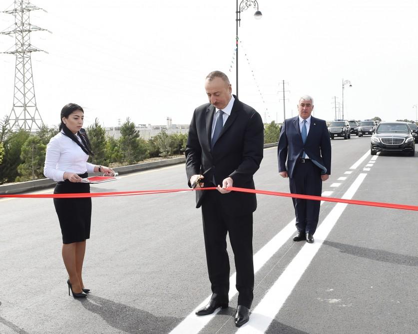President Aliyev, his spouse attend opening of reconstructed street in Pirallahi (PHOTO)