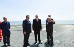 Ilham Aliyev attends opening of drilling rig named after Heydar Aliyev (PHOTO)