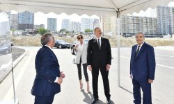 Azerbaijani president, first lady attend opening of newly-built roads in Baku (PHOTO)