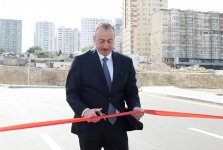 Azerbaijani president, first lady attend opening of newly-built roads in Baku (PHOTO)