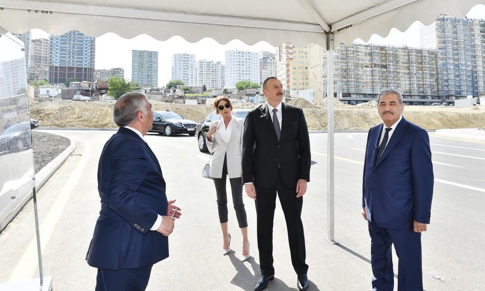 Azerbaijani president, first lady attend opening of newly-built roads in Baku (PHOTO)