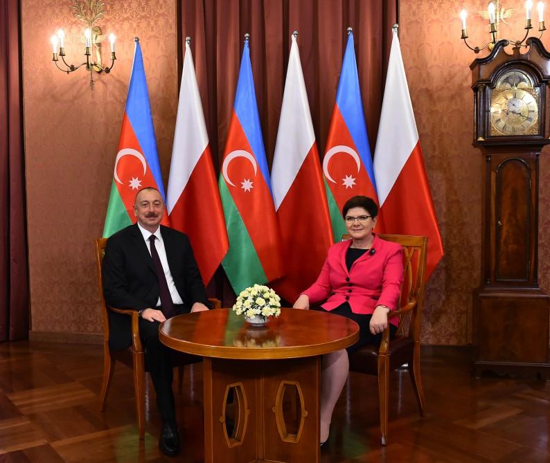 Ilham Aliyev meets Polish PM in Warsaw (PHOTO, UPDATE)