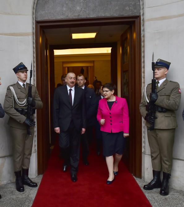 Ilham Aliyev meets Polish PM in Warsaw (PHOTO, UPDATE)