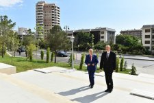 Ilham Aliyev views newly built park in Yasamal district  (PHOTO)