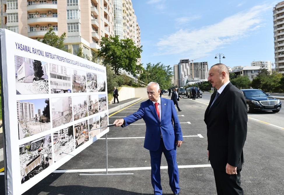 Ilham Aliyev views newly built park in Yasamal district  (PHOTO)