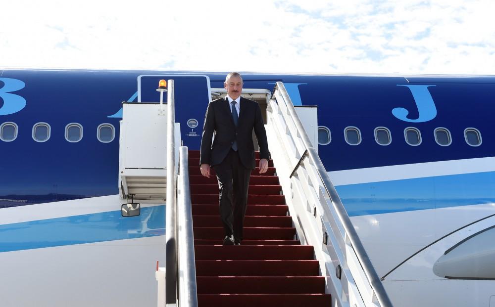 President Ilham Aliyev arrived in Latvia for official visit