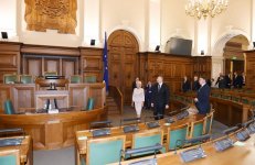Ilham Aliyev meets speaker of Latvian parliament (PHOTO)