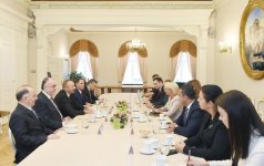Ilham Aliyev meets speaker of Latvian parliament (PHOTO)