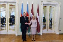 Ilham Aliyev meets speaker of Latvian parliament (PHOTO)