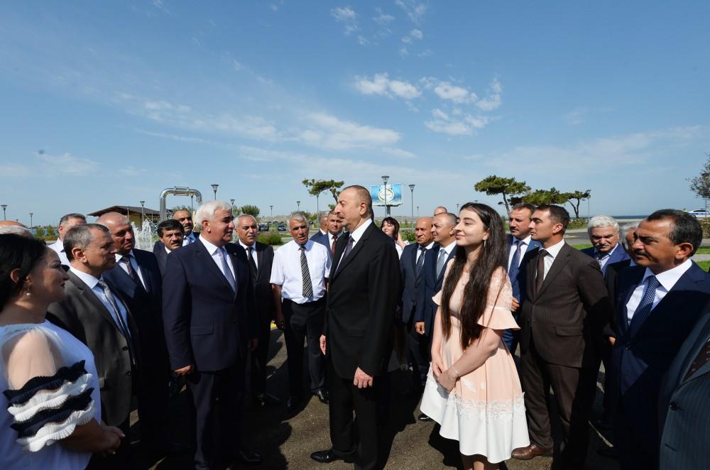President Aliyev inaugurates drinking water supply project in Pirallahi (PHOTO)