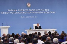 Ilham Aliyev chairs conference on development of sericulture, tobacco, hazelnut production in Gakh (PHOTO)