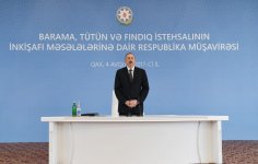 Ilham Aliyev chairs conference on development of sericulture, tobacco, hazelnut production in Gakh (PHOTO)