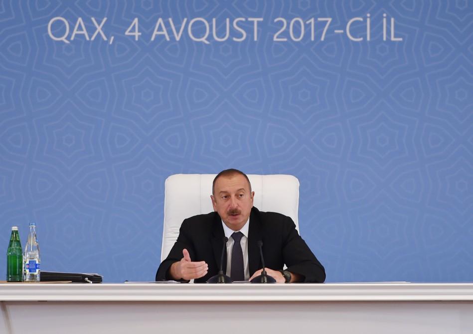 Ilham Aliyev chairs conference on development of sericulture, tobacco, hazelnut production in Gakh (PHOTO)