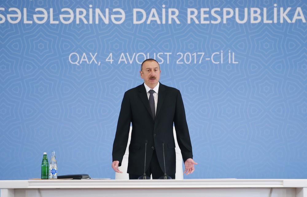Ilham Aliyev chairs conference on development of sericulture, tobacco, hazelnut production in Gakh (PHOTO)