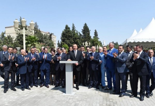 Ilham Aliyev attends launch of water supply, sewage systems in Jalilabad (PHOTO)