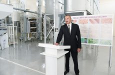 Ilham Aliyev attends opening of cereals & pulses cleaning-packing complex in Jalilabad (PHOTO)