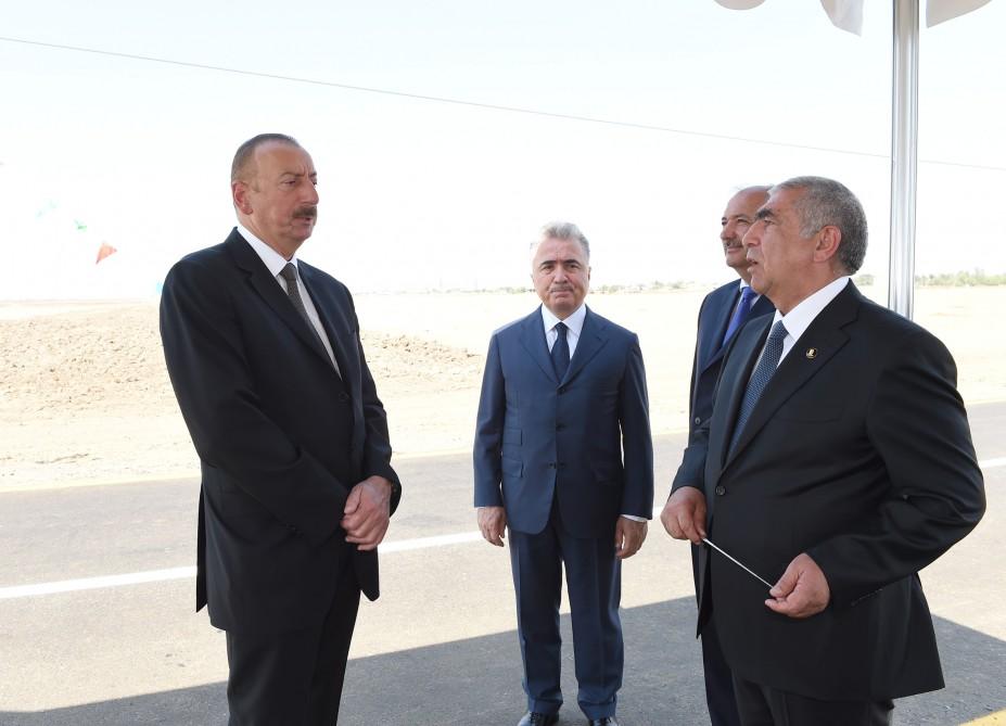 Ilham Aliyev attends opening of overhauled highway (PHOTO)