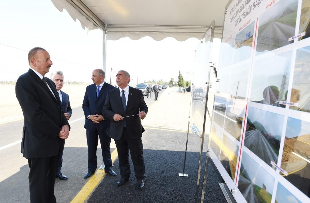 Ilham Aliyev attends opening of overhauled highway (PHOTO)
