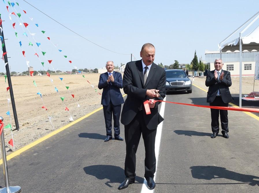 Ilham Aliyev attends opening of overhauled highway (PHOTO)