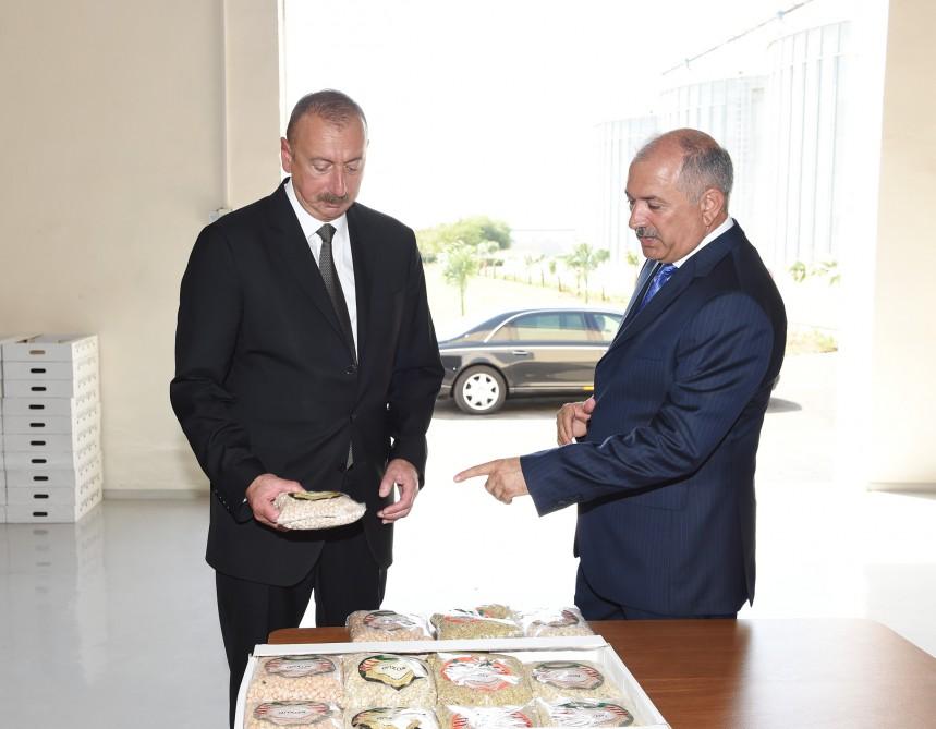 Ilham Aliyev attends opening of cereals & pulses cleaning-packing complex in Jalilabad (PHOTO)