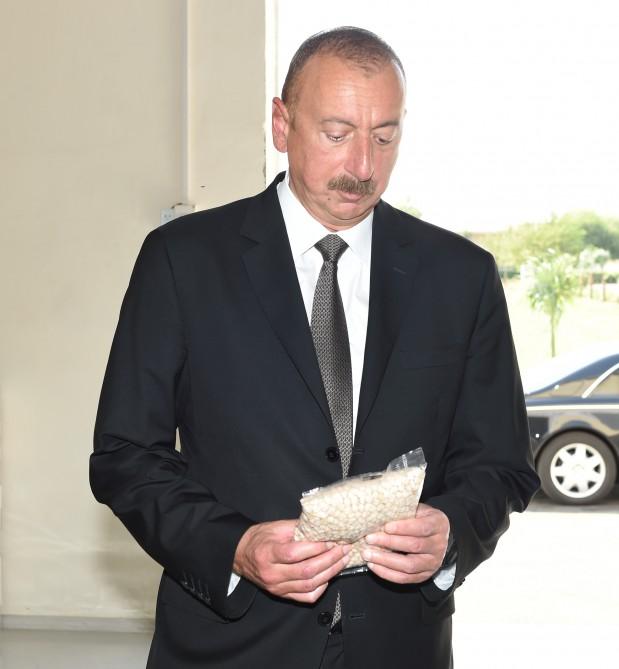 Ilham Aliyev attends opening of cereals & pulses cleaning-packing complex in Jalilabad (PHOTO)