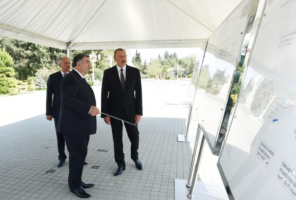 Ilham Aliyev attends launch of water supply, sewage systems in Jalilabad (PHOTO)