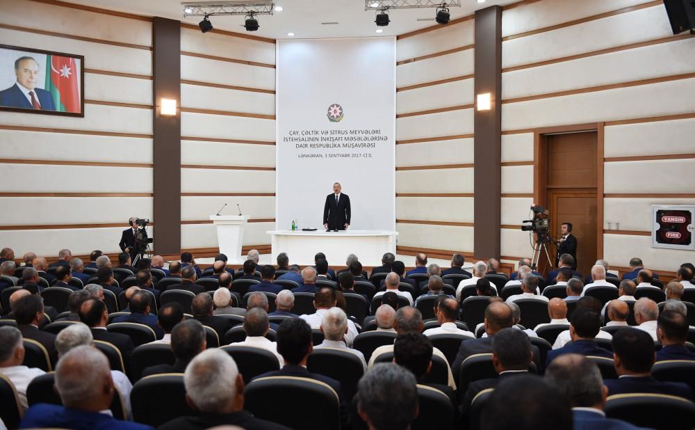 President Ilham Aliyev chairs republican conference on development of tea, rice and citrus fruits production in Lankaran (PHOTO)