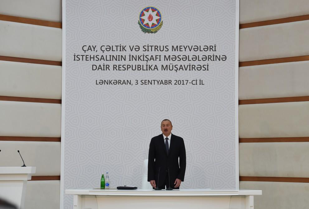 President Ilham Aliyev chairs republican conference on development of tea, rice and citrus fruits production in Lankaran (PHOTO)