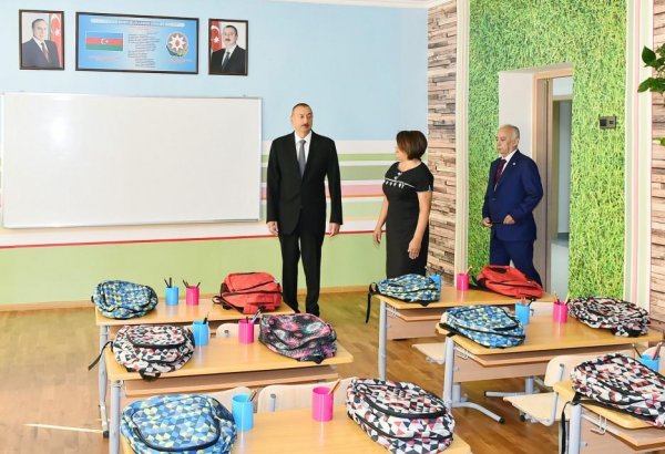 Ilham Aliyev views newly-renovated secondary school in Sabail district (PHOTO)