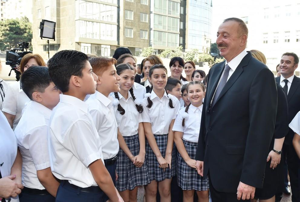 Ilham Aliyev with spouse inaugurate new building of school-lyceum in Baku (PHOTO)