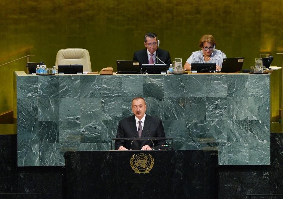 Ilham Aliyev at UN calls for sanctions on "corrupt, failed state" of Armenia
