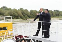 President Aliyev attends ceremony to supply water to cultivated lands of Neftchala district (PHOTO)