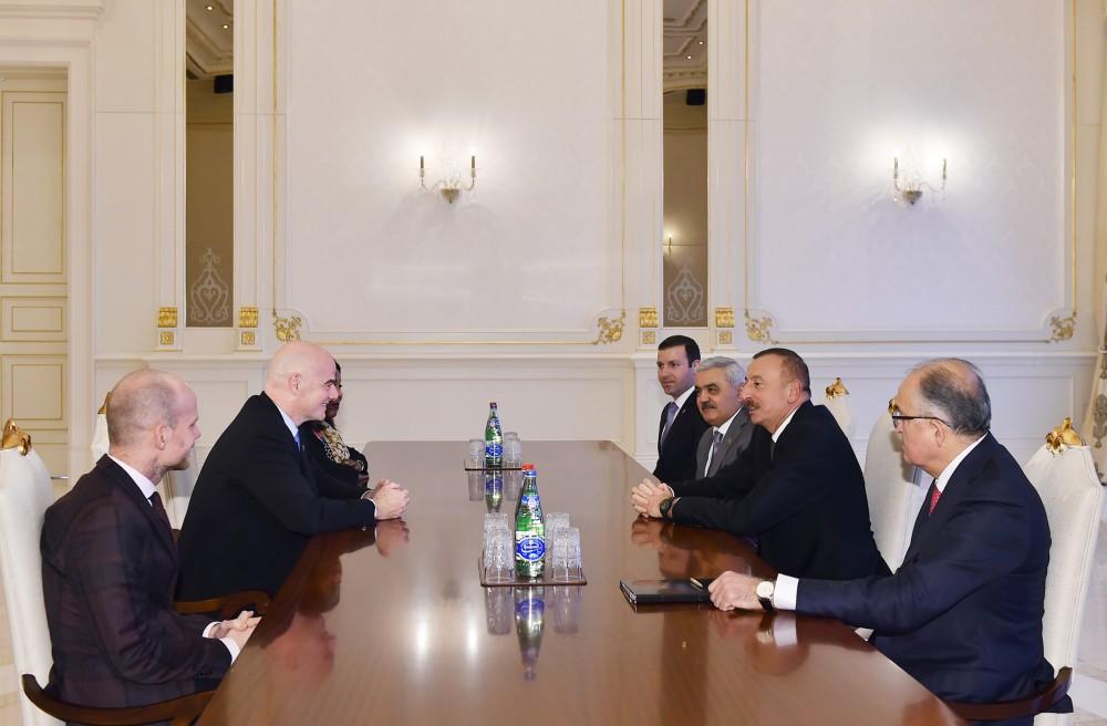 Ilham Aliyev receives FIFA president, secretary general (PHOTO)
