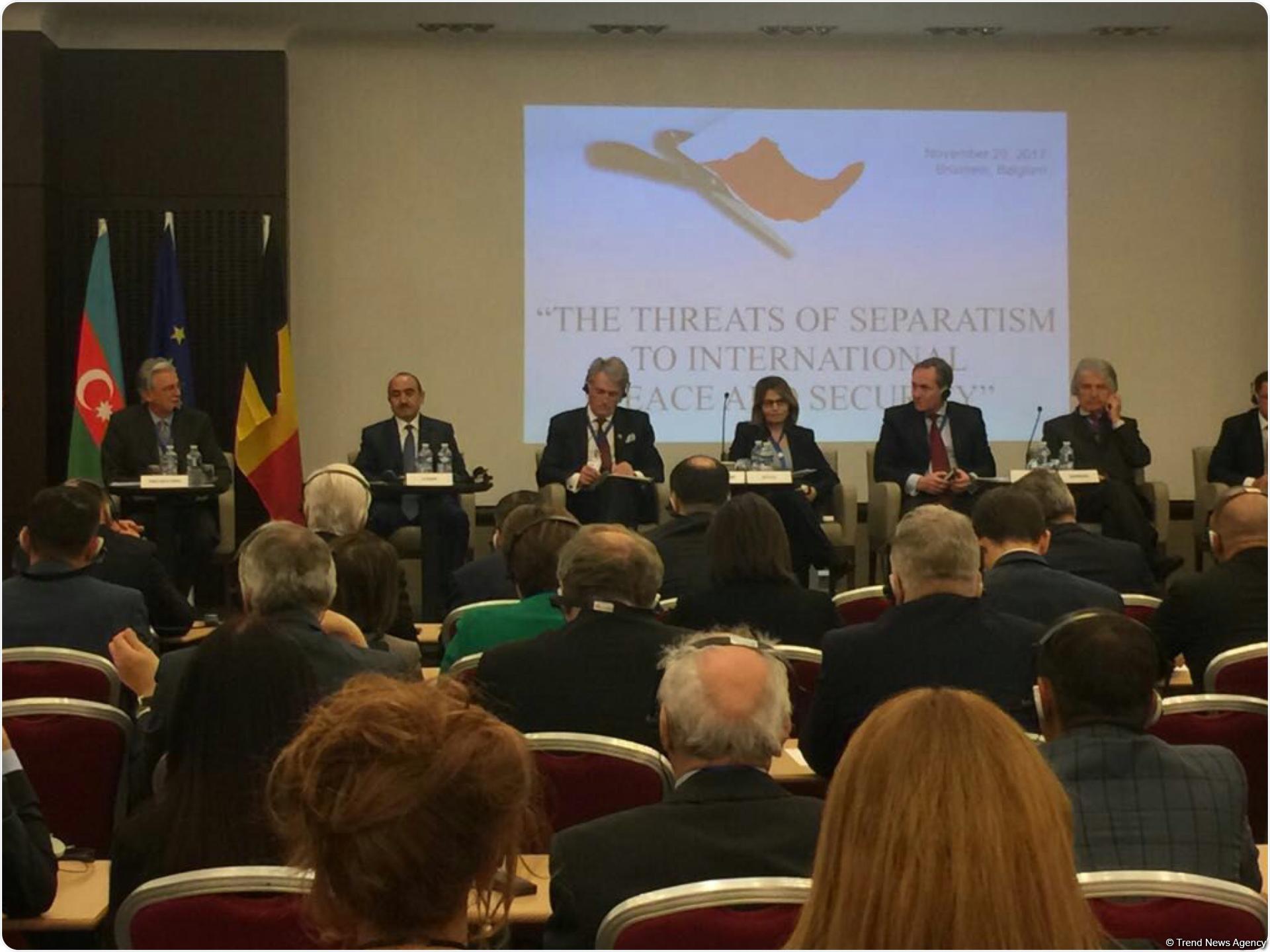 Azerbaijani top official raises Karabakh issue at prestigious event in Brussels