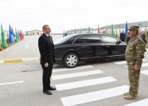 President Aliyev views conditions created at military unit in Aghjabadi (PHOTO)