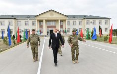 President Aliyev views conditions created at military unit in Aghjabadi (PHOTO)