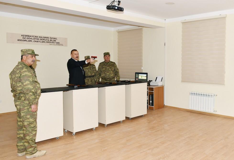 President Aliyev views conditions created at military unit in Aghjabadi (PHOTO)