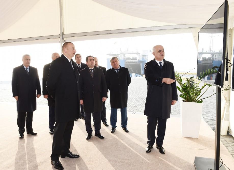 Ilham Aliyev attends opening of RO-RO terminal at Port of Baku (PHOTO)