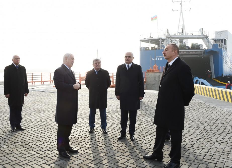 Ilham Aliyev attends opening of RO-RO terminal at Port of Baku (PHOTO)